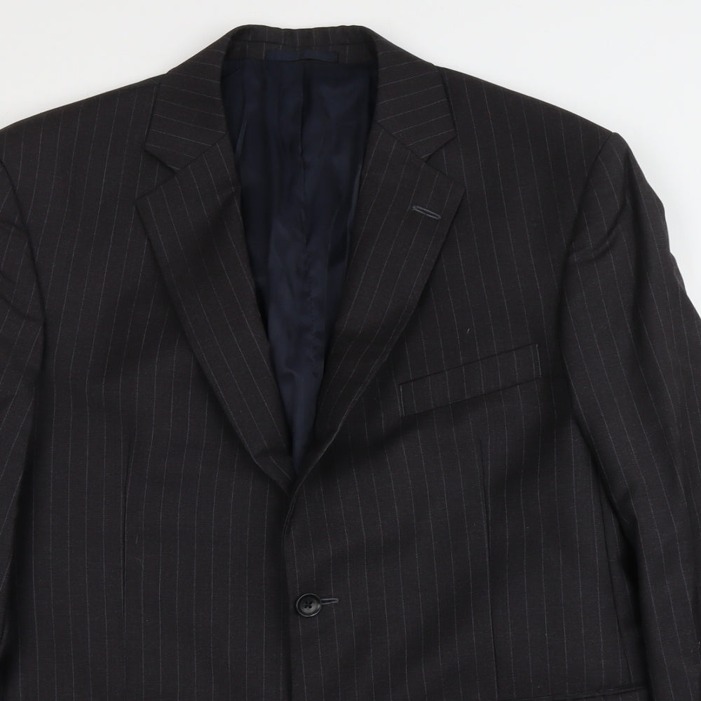 AsutiN Reed Mens Black Striped Wool Jacket Suit Jacket Size L Regular