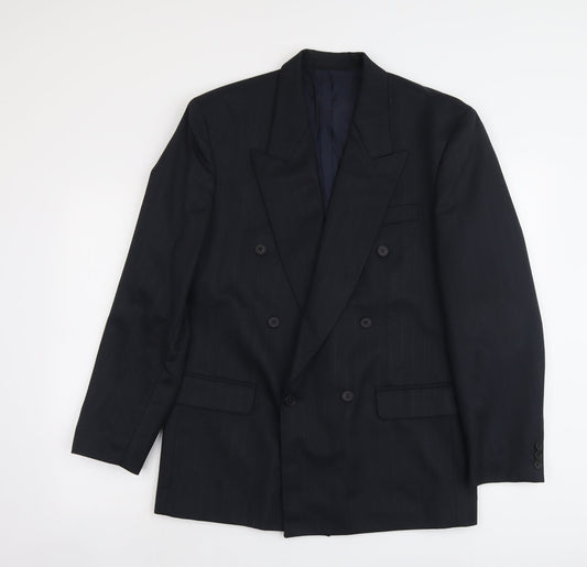 Horne Brothers Mens Blue Striped Polyester Jacket Suit Jacket Size M Regular