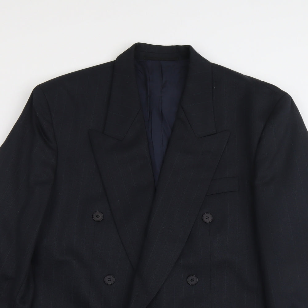 Horne Brothers Mens Blue Striped Polyester Jacket Suit Jacket Size M Regular