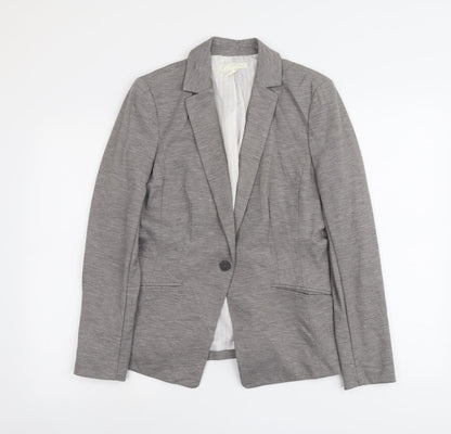 H&M Womens Grey Polyester Jacket Blazer Size 12