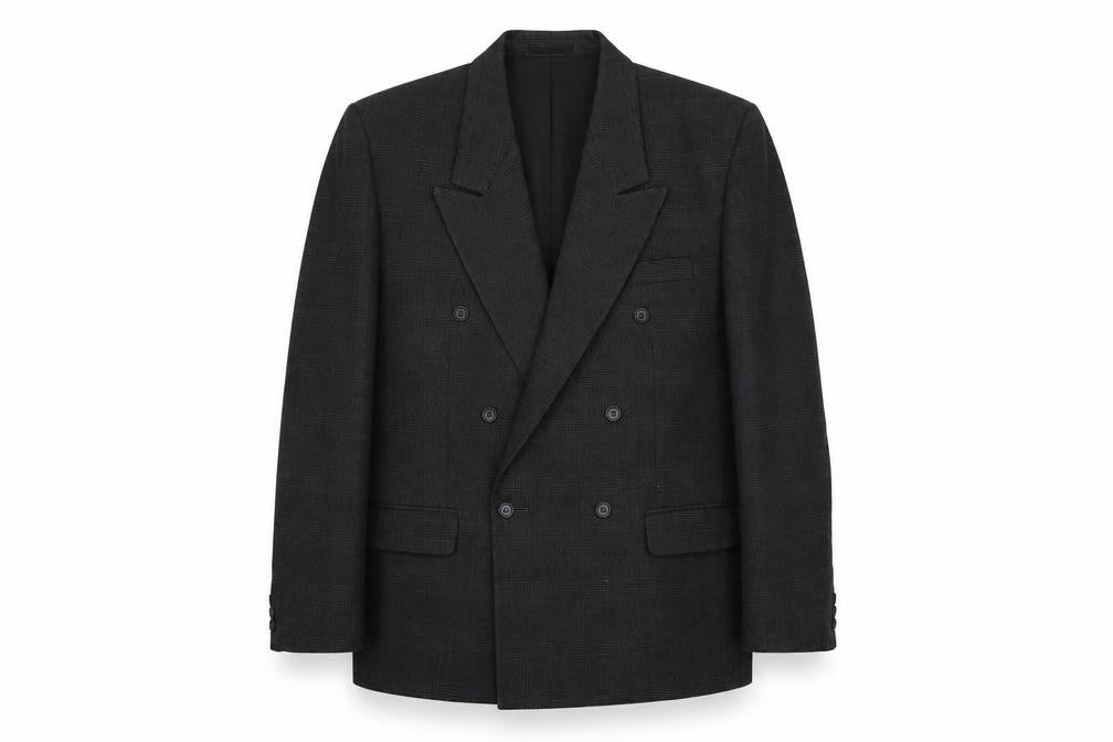 Marlowe Mens Grey Plaid Polyester Jacket Suit Jacket Size L Regular