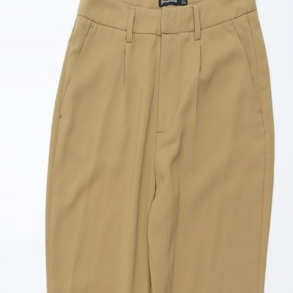 Stradivarius Womens Beige Polyester Trousers Size 8 L25 in Regular Button