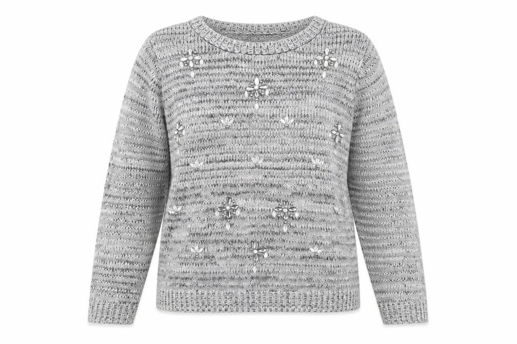 Select Womens Grey Round Neck Acrylic Pullover Jumper Size 12