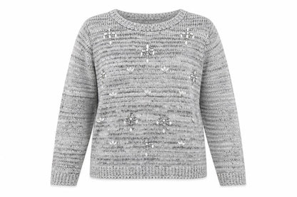 Select Womens Grey Round Neck Acrylic Pullover Jumper Size 12