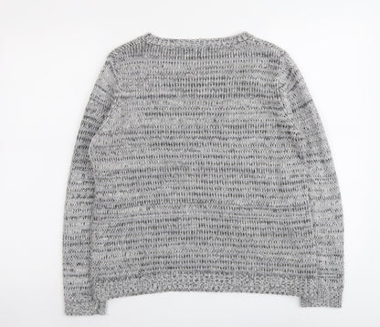 Select Womens Grey Round Neck Acrylic Pullover Jumper Size 12