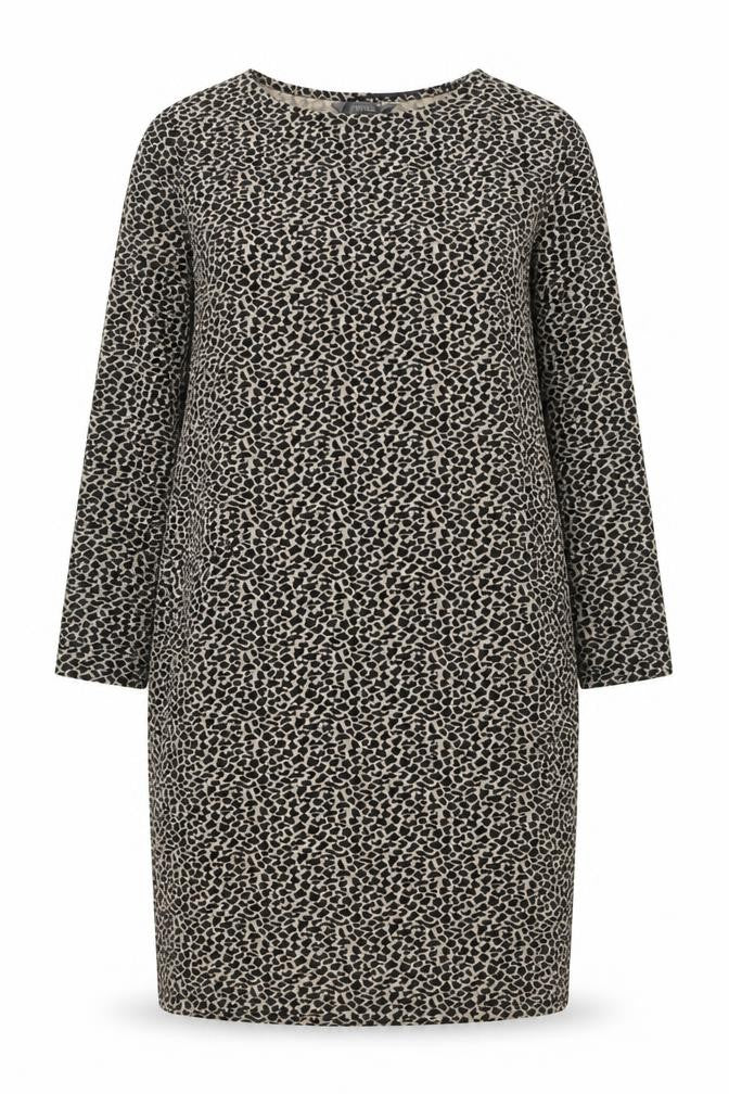 Principles Womens Beige Animal Print Polyester Jumper Dress Size 10 Round Neck Pullover - Leopard Pattern