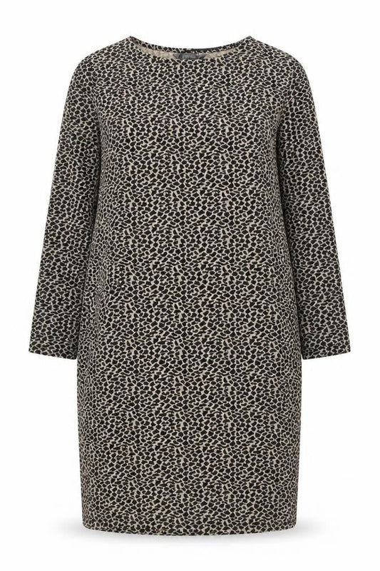Principles Womens Beige Animal Print Polyester Jumper Dress Size 10 Round Neck Pullover - Leopard Pattern