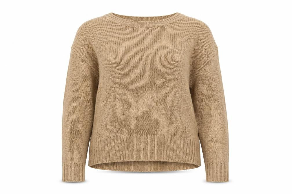 New Look Womens Beige Round Neck Acrylic Pullover Jumper Size M