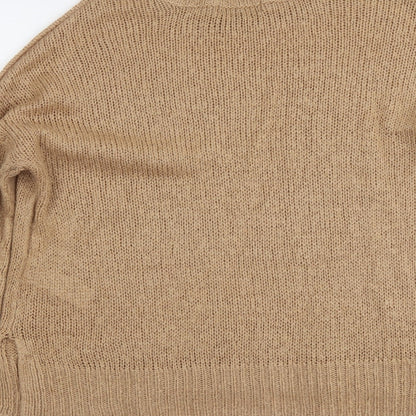 New Look Womens Beige Round Neck Acrylic Pullover Jumper Size M