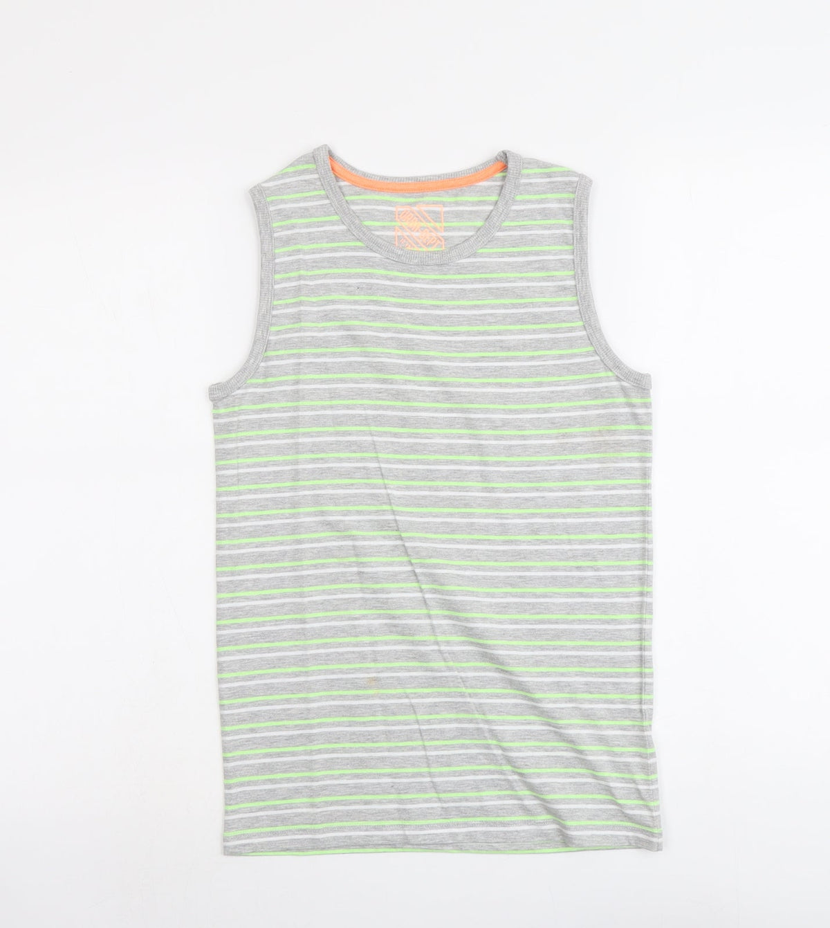 Urbn-Dept Boys Grey Striped Cotton Pullover Tank Size 12 Years Round Neck Pullover