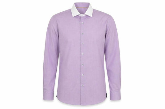 Benetti Mens Purple Cotton Button-Up Size 15 Collared Button
