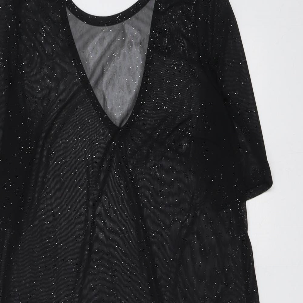 River Island Womens Black Polyester A-Line Size 10 V-Neck Pullover
