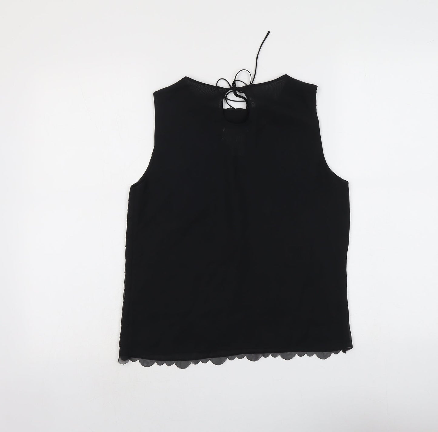 Max Studio Womens Black Polyester Basic Tank Size S Round Neck