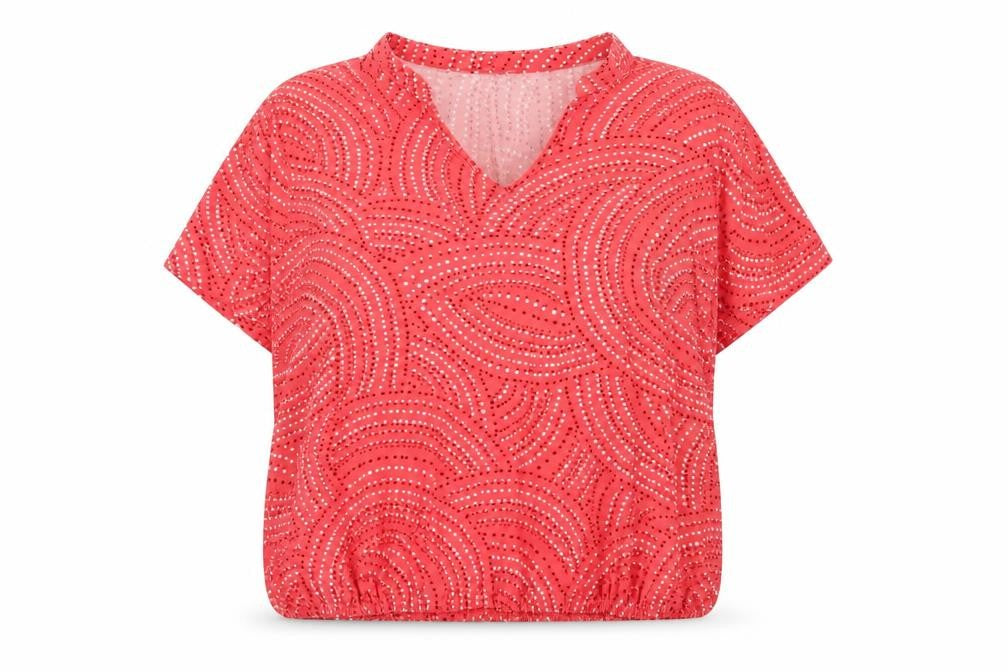 AURA Womens Pink Geometric Polyester Basic Blouse Size XL V-Neck