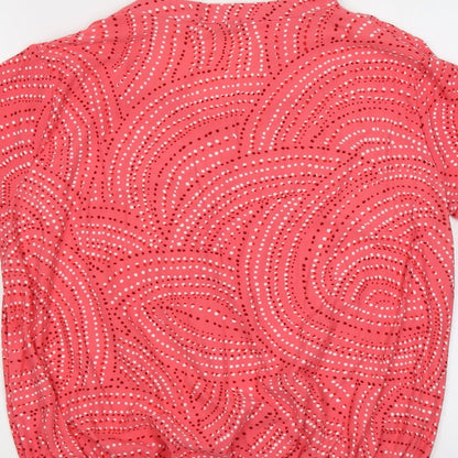 AURA Womens Pink Geometric Polyester Basic Blouse Size XL V-Neck