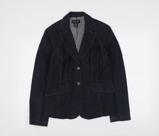 Focus 2000 Womens Blue Cotton Jacket Blazer Size 6 - Contrast Stitching