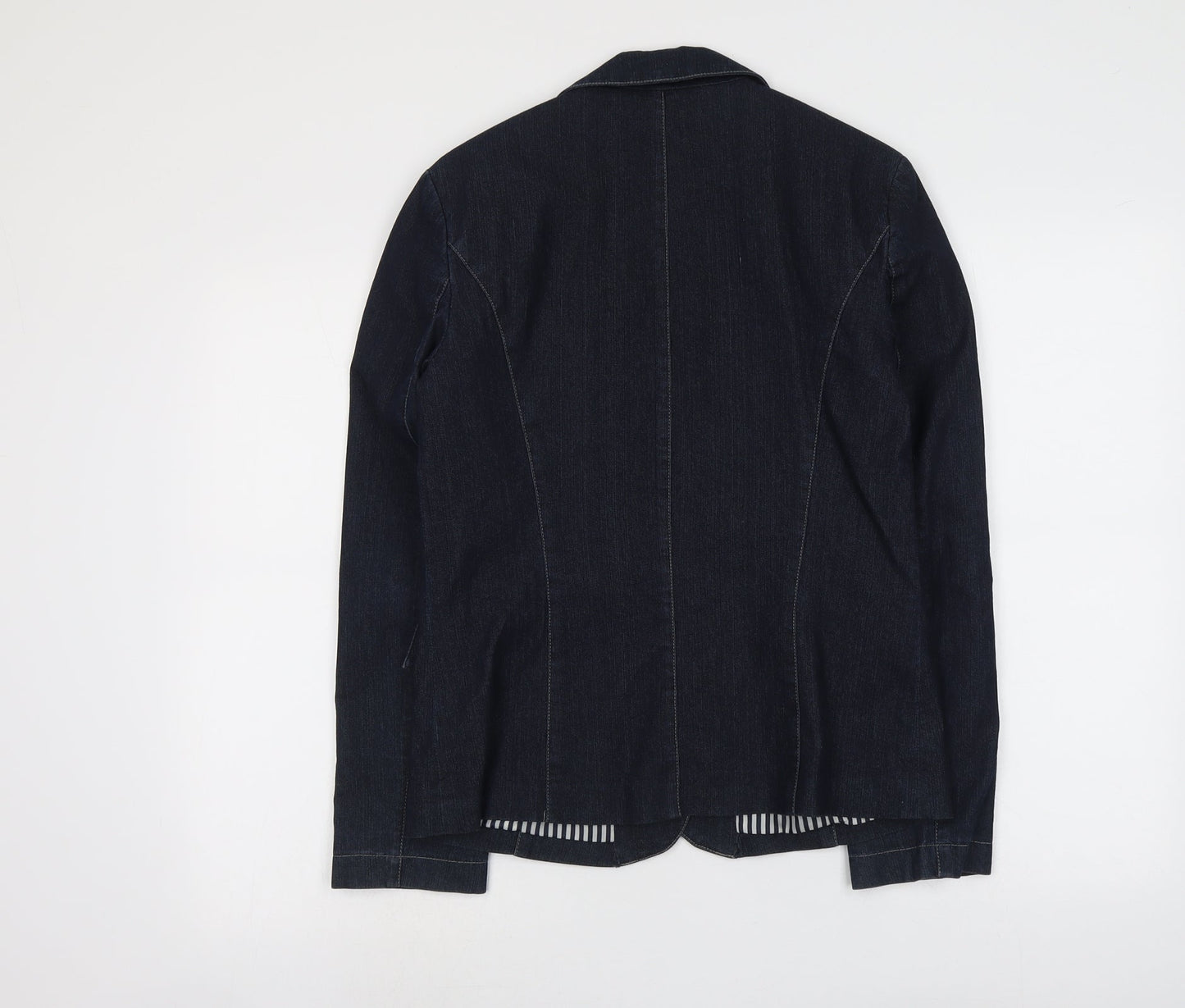 Focus 2000 Womens Blue Cotton Jacket Blazer Size 6 - Contrast Stitching