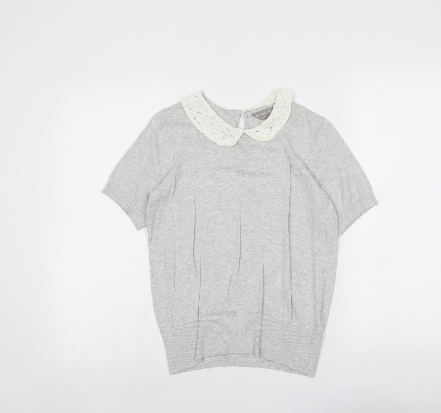 Dorothy Perkins Womens Grey Collared Viscose Pullover Jumper Size 8