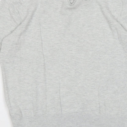 Dorothy Perkins Womens Grey Collared Viscose Pullover Jumper Size 8