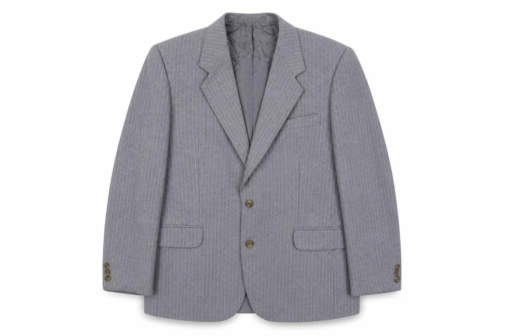 Burton Mens Grey Striped Polyester Jacket Suit Jacket Size M Regular
