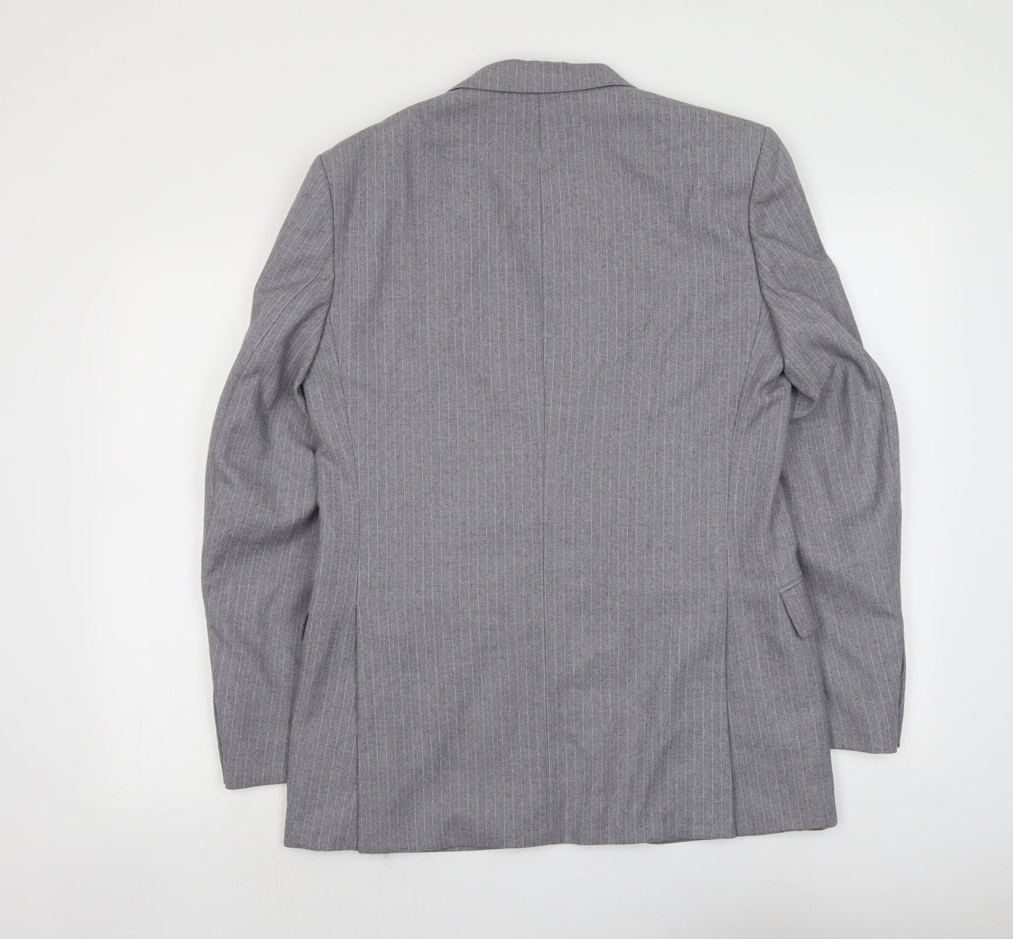 Burton Mens Grey Striped Polyester Jacket Suit Jacket Size M Regular