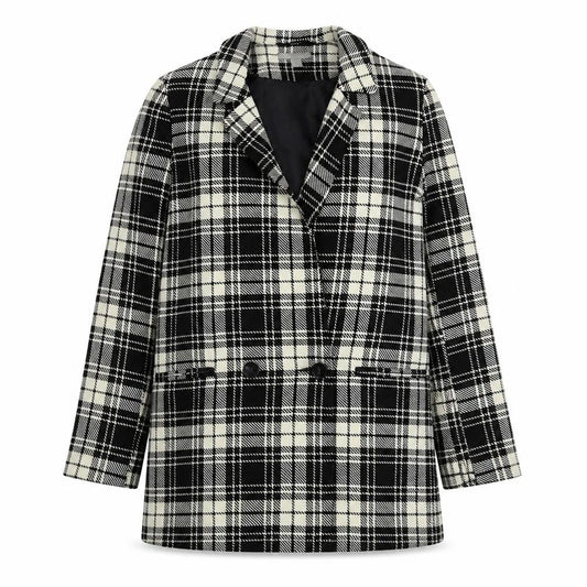 ASOS Womens Black Plaid Polyester Jacket Blazer Size 4