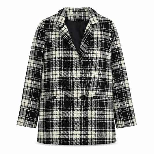 ASOS Womens Black Plaid Polyester Jacket Blazer Size 4