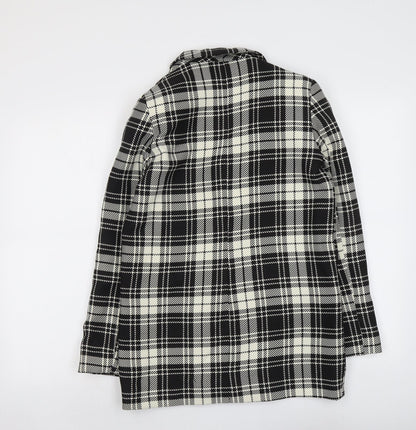 Back view of ASOS women’s black plaid polyester jacket blazer, size UK 4