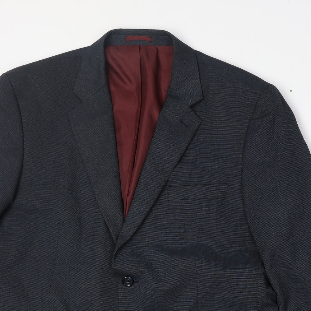 BHS Mens Blue Polyester Jacket Suit Jacket Size 42 Regular