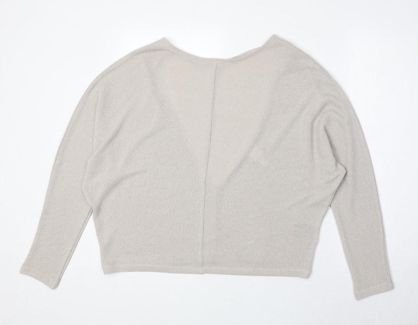 H&M Womens Beige Round Neck Polyester Pullover Jumper Size M - Open Back