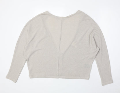 H&M Womens Beige Round Neck Polyester Pullover Jumper Size M - Open Back