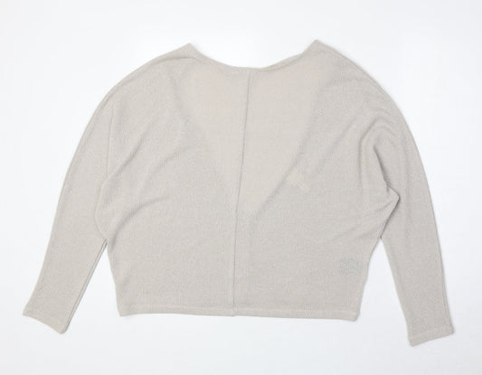H&M Womens Beige Round Neck Polyester Pullover Jumper Size M - Open Back