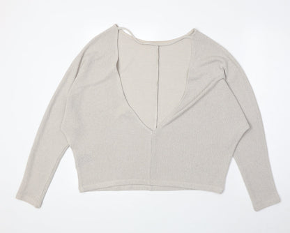 H&M Womens Beige Round Neck Polyester Pullover Jumper Size M - Open Back