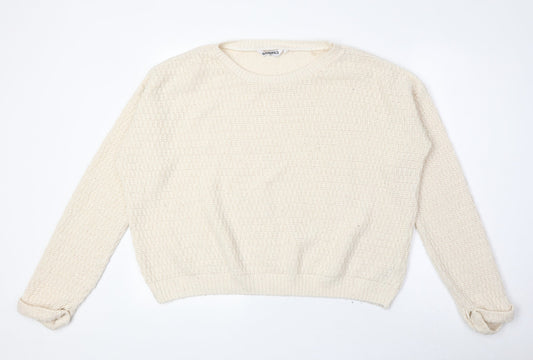 New Look Girls Beige Round Neck Acrylic Pullover Jumper Size 12-13 Years Pullover