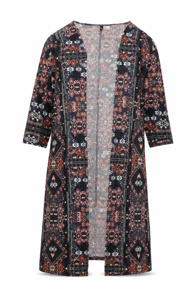 H&M Womens Multicoloured V-Neck Geometric Viscose Cardigan Jumper Size M