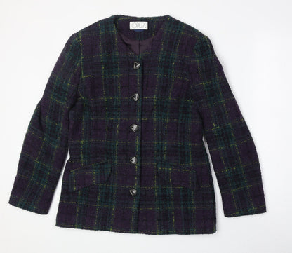 OPUS Womens Multicoloured Plaid Wool Jacket Blazer Size 10
