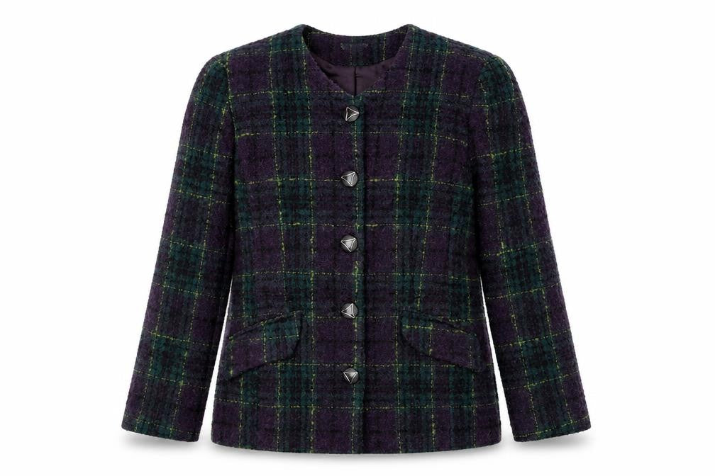 OPUS Womens Multicoloured Plaid Wool Jacket Blazer Size 10