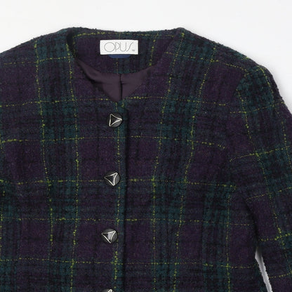 OPUS Womens Multicoloured Plaid Wool Jacket Blazer Size 10