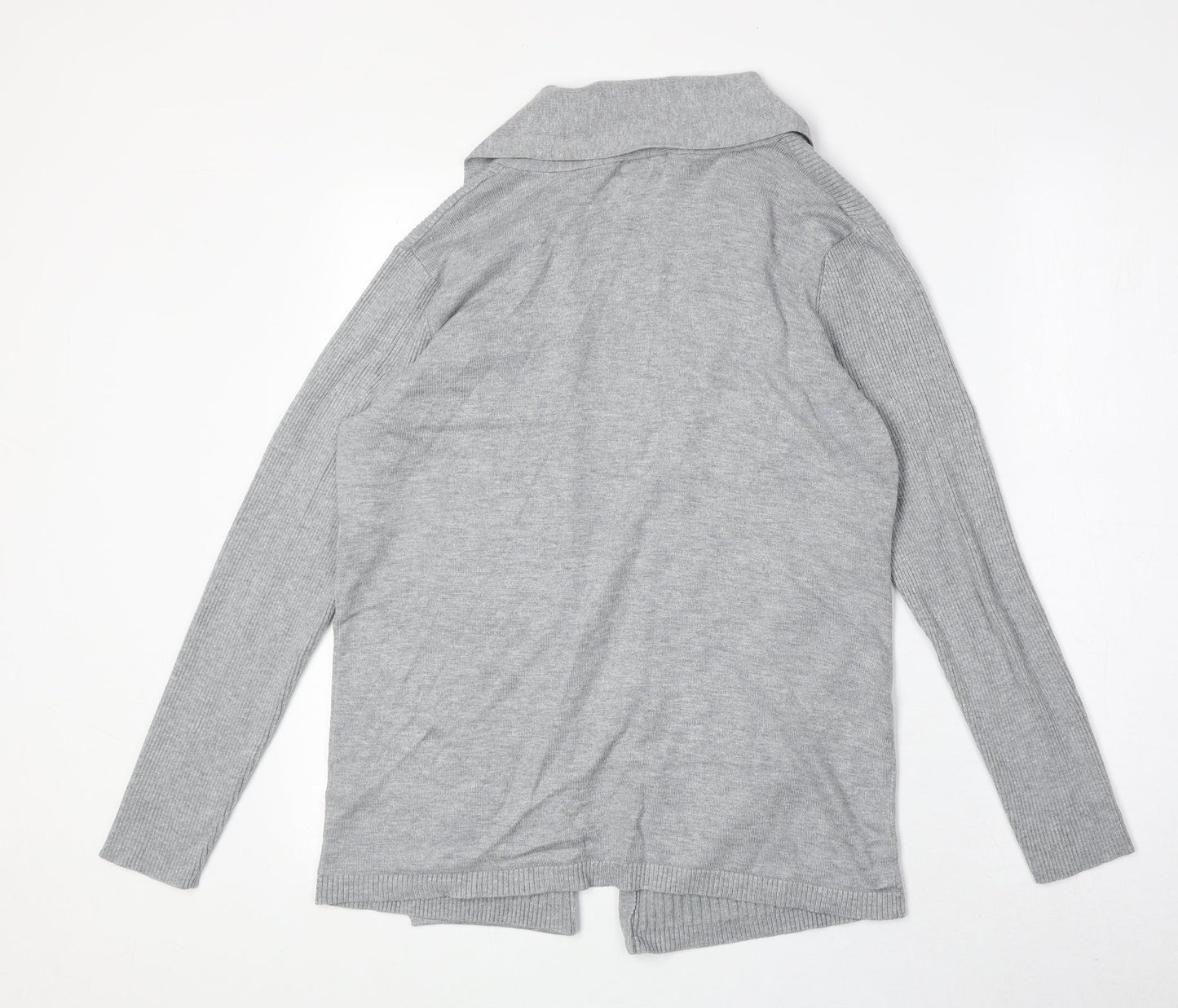 Bonmarché Womens Grey V-Neck Viscose Cardigan Jumper Size M