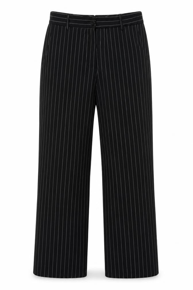 Verso Womens Black Striped Polyester Trousers Size 32 in Regular Zip