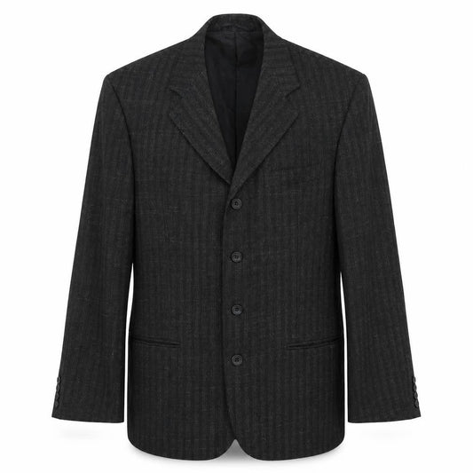 Nicklebys Mens Black Striped Polyester Jacket Blazer Size 40 Regular