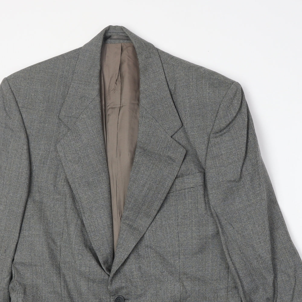 The British Tailor Mens Grey Plaid Wool Jacket Suit Jacket Size 40 Regular
