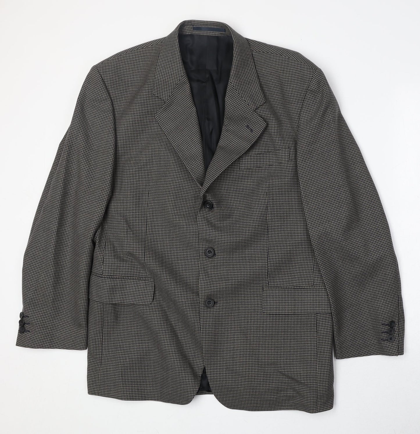 Principles Mens Grey Geometric Polyester Jacket Suit Jacket Size 42 Regular