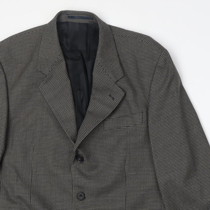 Close-up detail of Principles men’s grey geometric polyester jacket suit jacket, size 42, regular