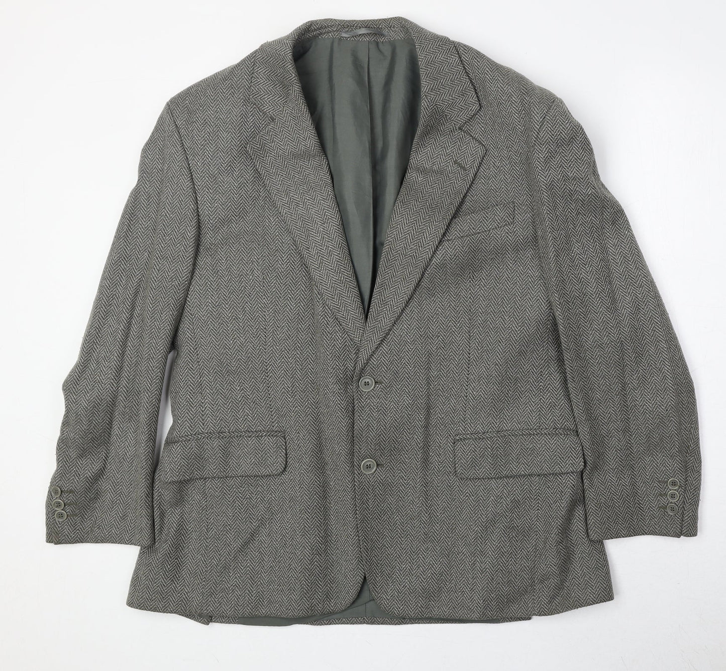 Greenwood Mens Grey Herringbone Polyester Jacket Suit Jacket Size 42 Regular