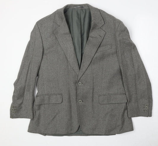Greenwood Mens Grey Herringbone Polyester Jacket Suit Jacket Size 42 Regular