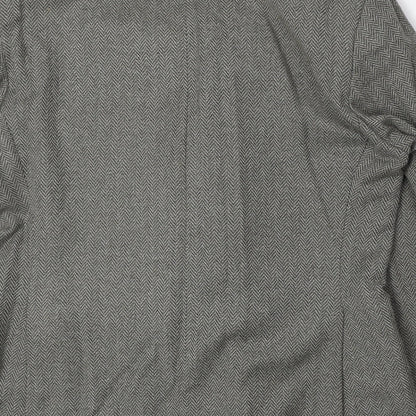 Greenwoods Mens Grey Herringbone Polyester Jacket Suit Jacket Size 42 Regular