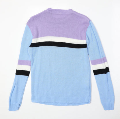 Daisy Street Womens Multicoloured Round Neck Acrylic Pullover Jumper Size 6