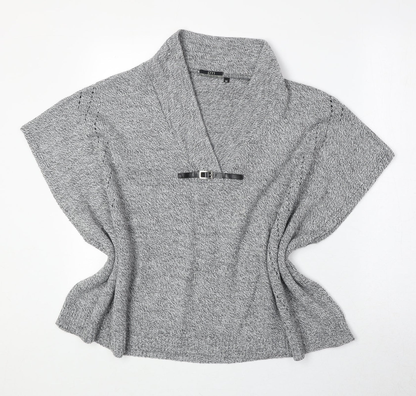 Patio Da Moda Womens Grey V-Neck Acrylic Pullover Jumper Size M