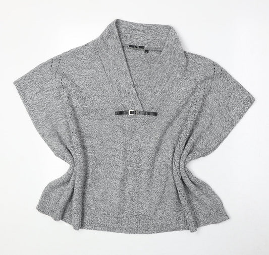 Patio Da Moda Womens Grey V-Neck Acrylic Pullover Jumper Size M